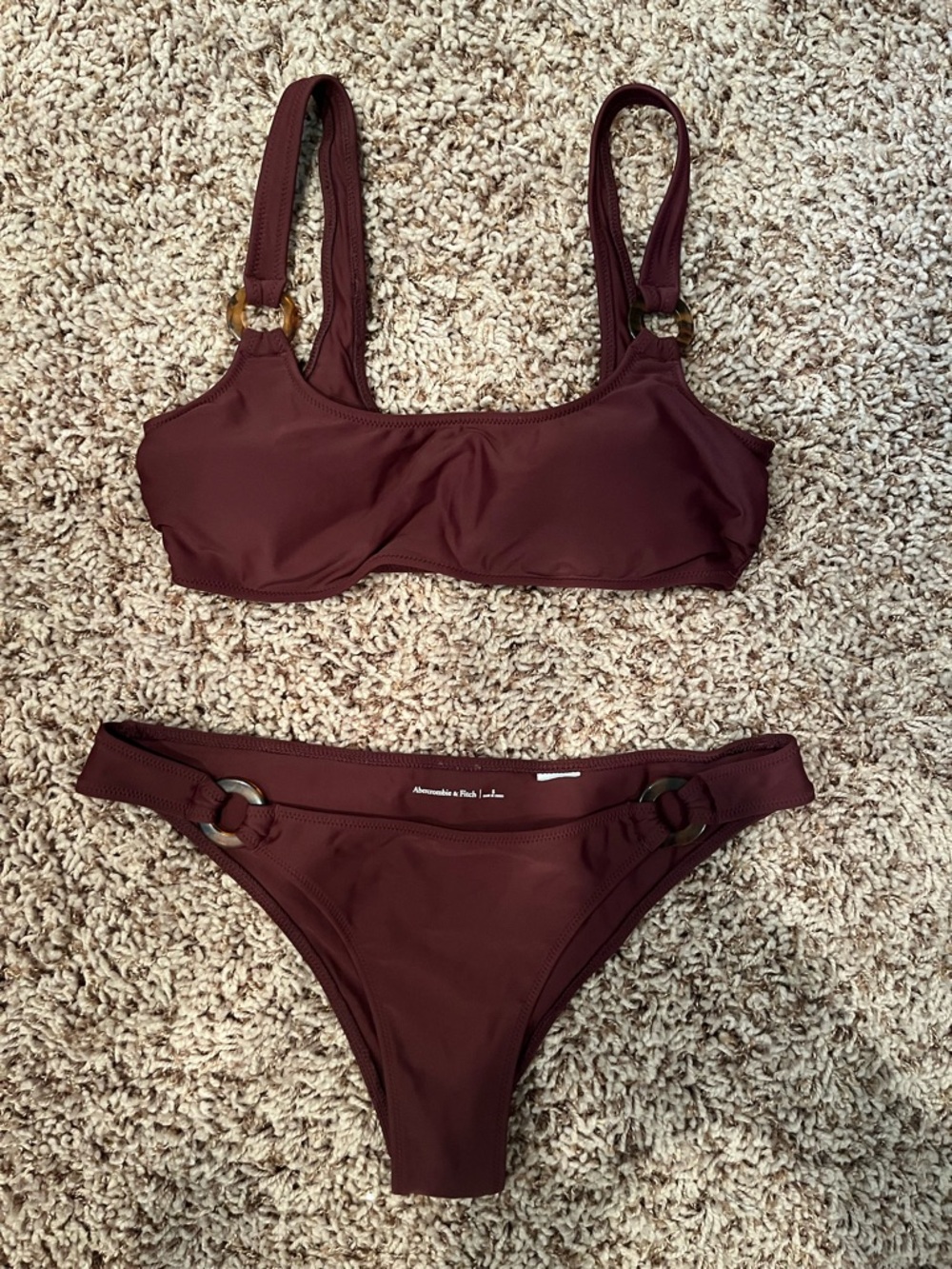 Abercrombie & Fitch Deep Burgundy Ring-Accent Bikini Set